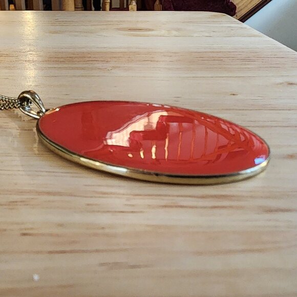 Claire's Coral Enamel Pendant Necklace - Picture 10 of 14